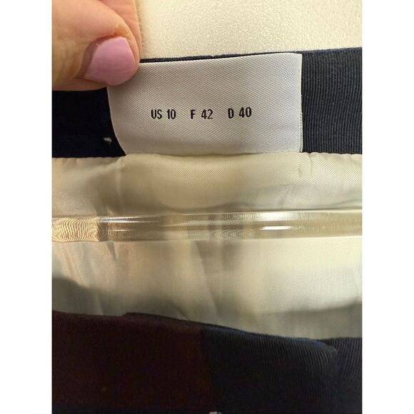 Akris Punto Abstract Striped Cotton Top Blue Brown Black White Size 10 - Picture 3 of 5